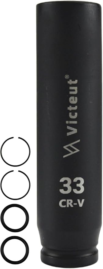 3/4-Inch Drive 33mm Extra Deep Impact Socket，8-Inch (200mm) Long，6-Point Truck&Trailer&Tractor Wheel Nut Socket, Heat Treated Cr-V Alloy Steel, One-Piece Forged, No Torque Loss