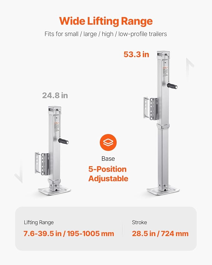 VEVOR Heavy Duty Swivel Trailer Jack, 8000 lbs Static Load Capacity, 28.5" Lift Jack Stand with Handle for RV, Horse, Utility, and Yacht Trailers