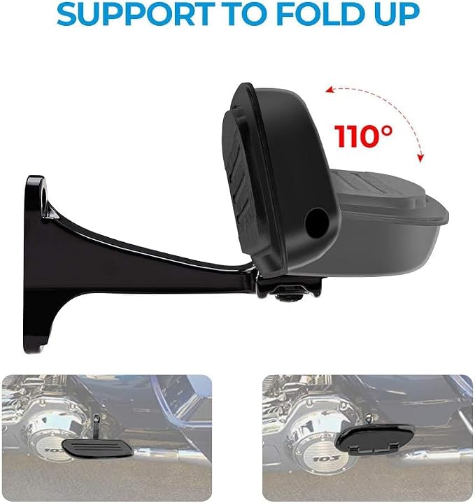 KEMIMOTO Passenger Floorboards with Mount Bracket Kits Compatible with 1993-2024 2025 Touring Road Glide Street Glide Road King Passenger Foot Pegs Black