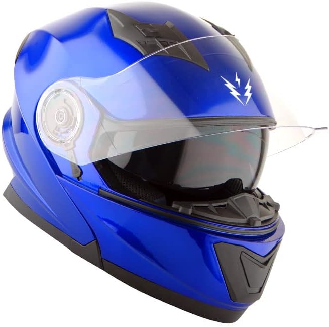 1Storm New Motorcycle Bike Modular Full Face Helmet Dual Visor Sun Shield: Glossy Blue