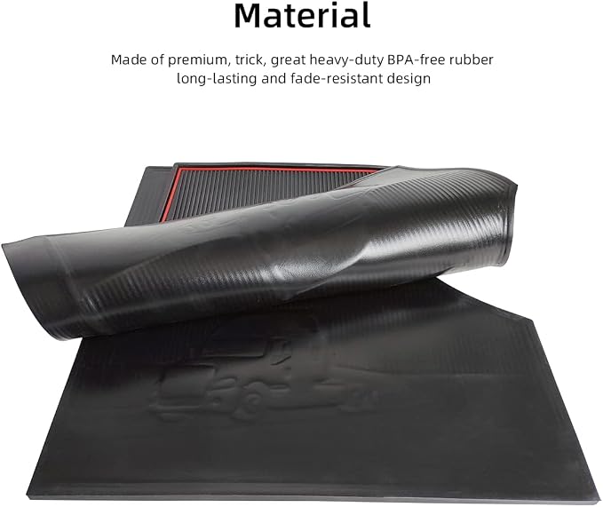 FIT Freightliner Cascadia Rubber Front Floor Mats Set Black & Red fits with Cargo Liners for 2008 2009 2010 2011 2012 2013 2014 2015 2016 2017 Models with Standard Transmission (FT616)