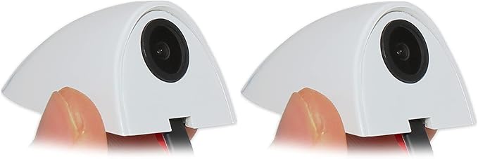 EWAY 2PCs Car Door Blind Spot Side View Camera, Self-Adhesive Screw-Free, Mini Style, Support Upside Down Flip Image, 92° Angle Blindspot Camera for Pickup Trucks SUVs Vans RVs Trailers - White