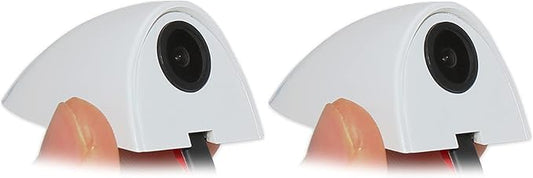 EWAY 2PCs Car Door Blind Spot Side View Camera, Self-Adhesive Screw-Free, Mini Style, Support Upside Down Flip Image, 92° Angle Blindspot Camera for Pickup Trucks SUVs Vans RVs Trailers - White