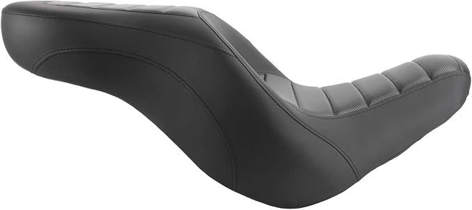 One-Piece Driver Passenger Seat Motorcycle 2-Up Seat Compatible with Harley Sport Glide FLSB Low Rider FXLR FXLRS FXLRST 2018-Later (Black Stripe Stitching)