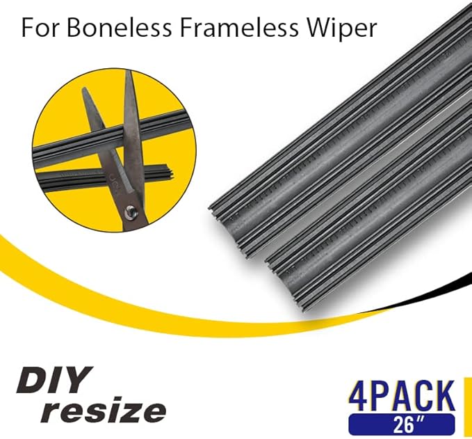 5 PLUS 26 Inch Windshield Wiper Refills (Pack Of 4), Automotive Replacement Windshield Wiper Blade Refills, 26 inch Adjustable Size of the Universal Wiper Rubber Refills