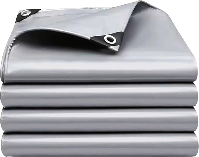 Tarps Heavy Duty Waterproof 10x12 FT,Sliver 12 Mil Large Tarps with Grommets and Reinforced Edges,UV Resistant,Tear&Fade Resistant,Finished for Outdoors Patio Boat,Roof,Camping,10x12 FT