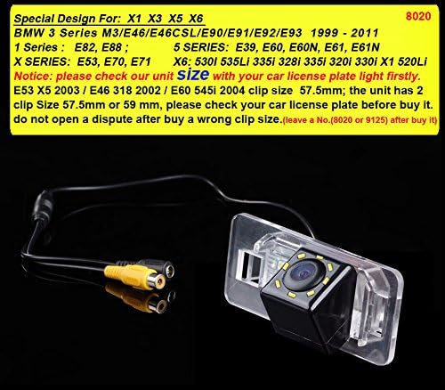 Night Vision 8 LEDs Car Rear View Camera Backup Reversing Camera forBMW X1 X3 X5 X6 3 Series M3 E46 E46CSL E90 E91 E92 E93 E82 E88 E39 E60 E60N E61 E61N