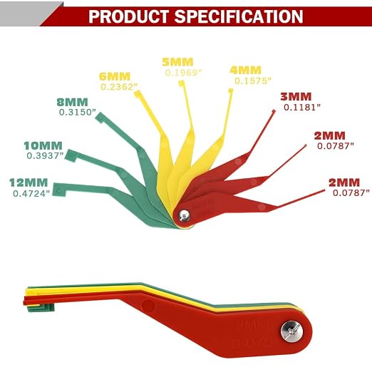 5 Pack 9-Piece Brake Pad Thickness Gauge Set, Measure Brake Pad Wear Quickly, Easy to Read Color Coded - 2mm to 12mm
