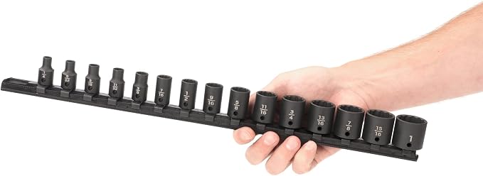 TEKTON 3/8 Inch Drive Impact Socket Set, 15-Piece | SID91112