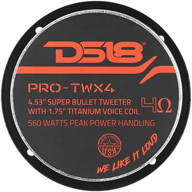 DS18 PRO-TWX4 4.5" Super Bullet Tweeter with 1.75" Titanium Voice Coil - 4-Ohm, 560 Watts (1 Speaker)
