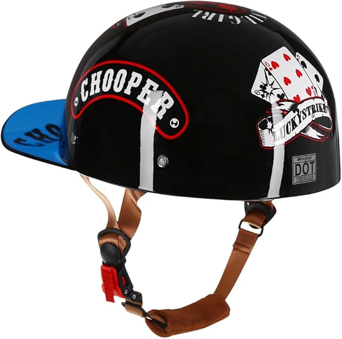 Vintage Retro Open Face Motorcycle Helmet Baseball Cap Half Helmets with pull-down Lens for Men Women Moped Cap Jet Scooter Street Cruiser - DOT Certified (Witch,Medium)