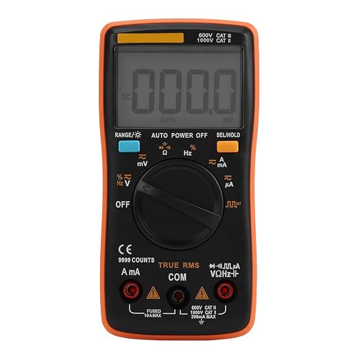 Multimeter, AN8008 True-RMS Digital Multimeter AC DC Voltage Ammeter Current Ohm Meter Ranging Fast Accurately Measures Voltage with Bag