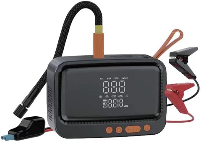 Tire Inflator Portable Air Compressor with Jump Starter - 150PSI & 8000mAh Car Battery Jump Starter with Tire Pressure Gauge,Electric Air Pump for Car Tires,Motorcycle,Bike, Balls