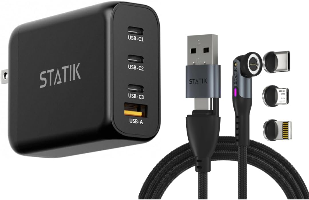Statik 100W GaN Charger Block & Statik 360 Pro Magnetic 3-in-1 Phone Charger