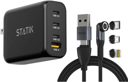 Statik 100W GaN Charger Block & Statik 360 Pro Magnetic 3-in-1 Phone Charger