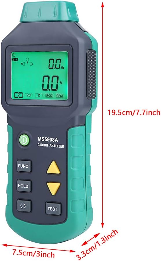 Circuit Analyzer AC100-240V RMS Circuit Analyzer Tester MS5908A LCD Circuit Analyzer, Voltage Detector GFCI RCD Fault Tester (MS5908A US Plug)