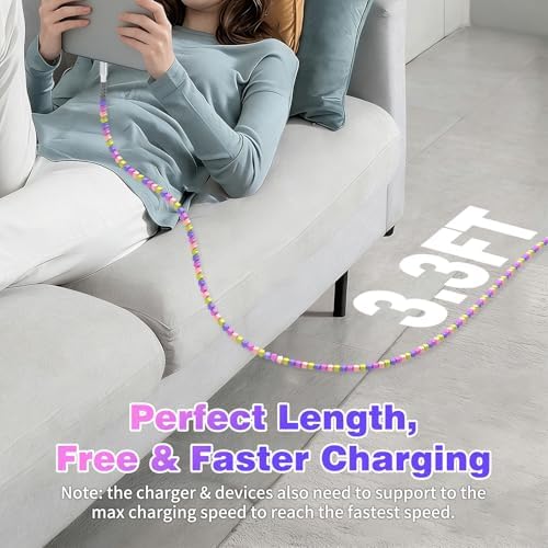 USB C Headphones,60W Beaded USB-C Fast Charger Cable for Samsung S26 Ultra S25 FE A17 A16,USB-C to Type C PD Charge Cable Fast Charging Cord for iPhone 17 Pro Max 17e 16e 16 15 Pixel 10a 9a 8 School