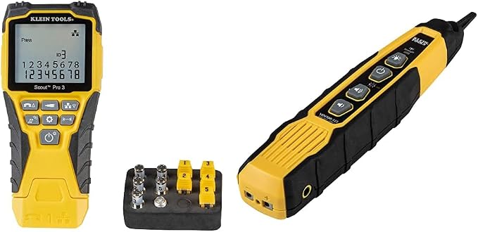Klein Tools VDV501-851 Cable Tester Kit & VDV500-123 Cable Tracer Probe-Pro Tracing Probe with Replaceable Non-Metallic, Conductive Tip and a Light for Use in Dark Spaces