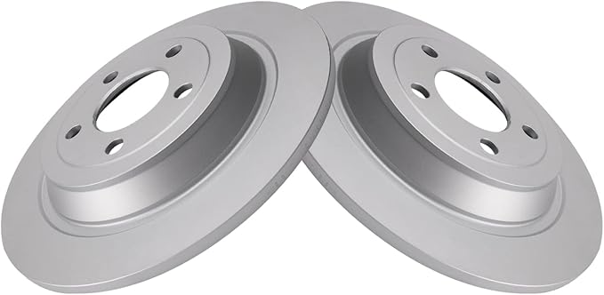 TRQ Rear Brake Rotor Set G Coated Solid Compatible with 2015-2023 Ford Mustang