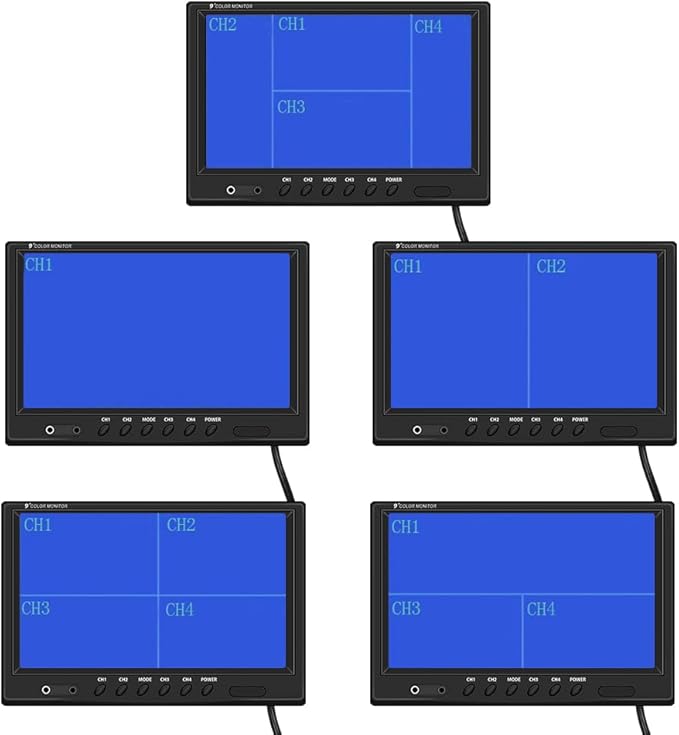 Hikity 9 Inch Backup Camera Monitor Only, Quad Split Screen, 4 Channels RCA Video Inputs HD Vehicle Rear View Reverse Color TFT LCD Display Screen for Car SUV Van Truck Pickup