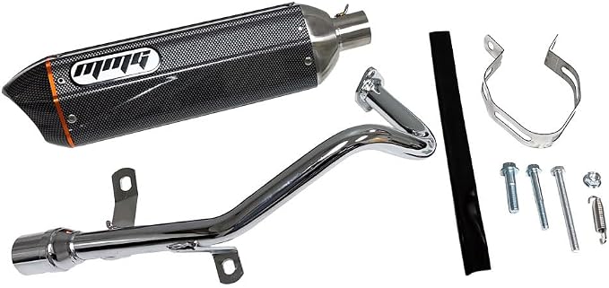 MMG Exhaust System Muffler for GY6 50cc 4 Stroke Scooters (Carbon Fiber Finish)