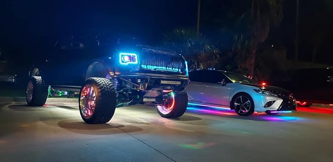 4PCS 4FT (1.2M) RGB Dream Color Chasing LED Light Strips, Bluetooth + Remote | for Polaris Slingshot Hood, Underglow, Grille, Fender, Wheel | Lights for Slingshot