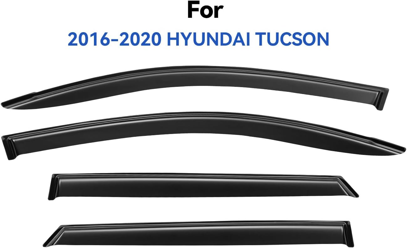 Window Visors Rain Guards for 2016 2017 2018 2019 2020 2021 Hyundai Tucson, Out-Channel Window Vent Wind Deflectors Visors Shades for 16 17 18 19 20 21 Tucson
