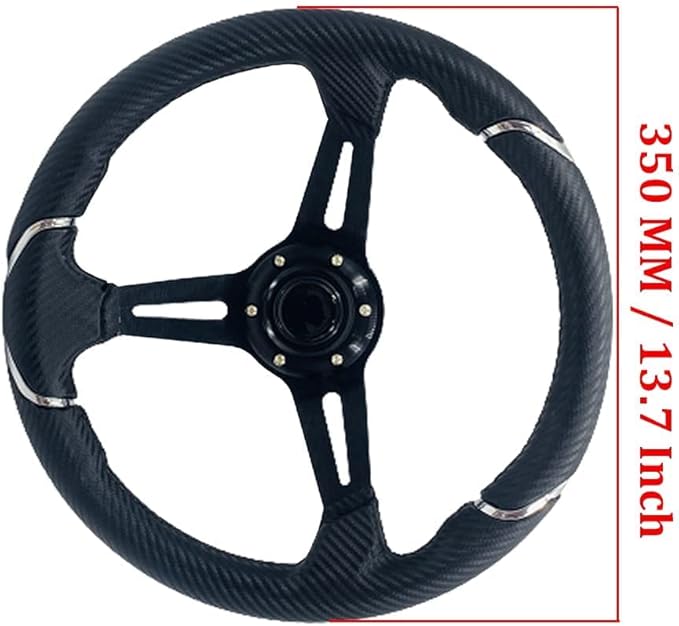 14" Carbon Fiber Golf Cart Steering Wheel for Yamaha EZGO RXV & TXT,Club Car DS and Precedent Steering Wheel Fit Most Golf Carts