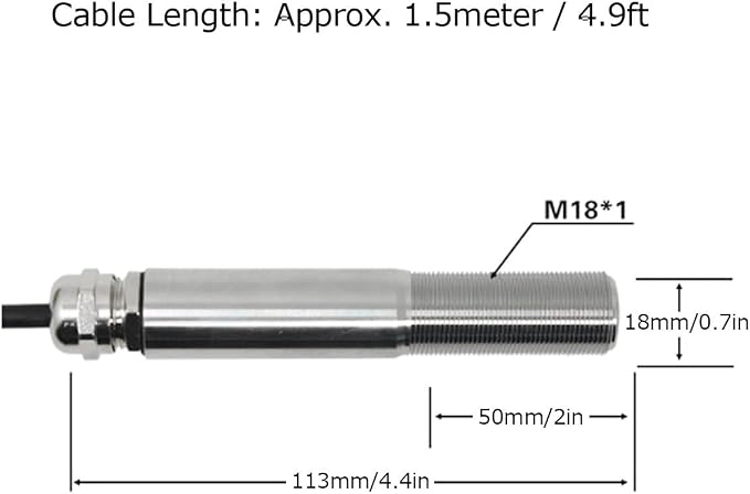 Walfront Non-Contact Infrared Temperature Sensor 4-20mA Transmitter 10-30VDC 0-200°C High Temperature Sensor