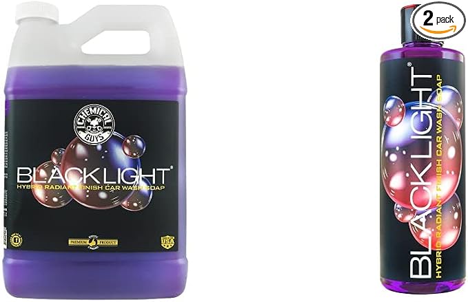 Chemical Guys CWS619 Black Light Foaming Car Wash Soap & Refill Kit, 2 Bottles - (1) 16 oz and (1) Gallon (Works with Foam Cannons, Foam Guns or Bucket Washes) 144 oz