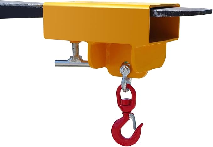 Heavy Duty Forklift Lifting Hook with 2" Receiver Hitch, Dual Fork Mounted Lifting & Towing Attachment, 2.2 Ton Max Capacity for Forklift Tractor Industrial Use