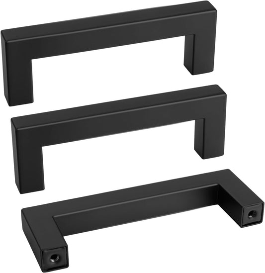 goldenwarm 45 Pack 3.5 INCH Black Square Bar Cabinet Pull - Drawer Handle Stainless Steel Modern Hardware for Kitchen and Bathroom Cabinets Cupboard,Center to Center 3-1/2in (90mm) Cabinet Pulls