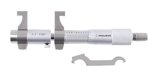 Accusize Industrial Tools 2-3'' by 0.001'' Inside Micrometer in Fitted Case, Satin Chrome Finished, Eg00-3223 | Range: 2-3", Graduation: 0.001", Accuracy: 0.00028", Resolution: 0.0001", Satin Chrome Finish