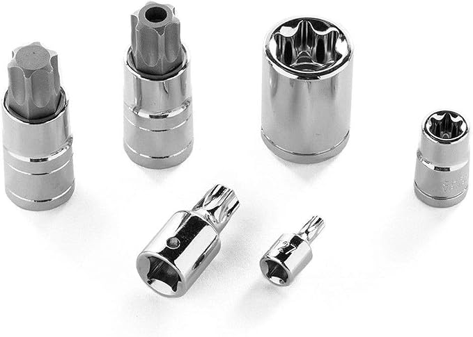 XtremepowerUS 60 PC Star Socket Set Tamper Bit Plus Proof S2 Chrome Tools W/Case