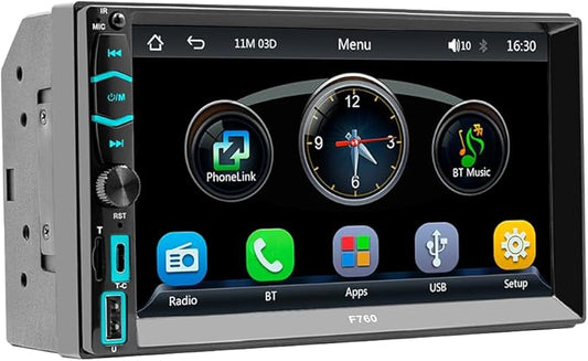 Double Din Car Stereo Radio Support Apple Carplay Android Auto, 7 inch HD Touchscreen Double Din Radio with Bluetooth, Car Audio Receivers, MirrorLink, FM Radio