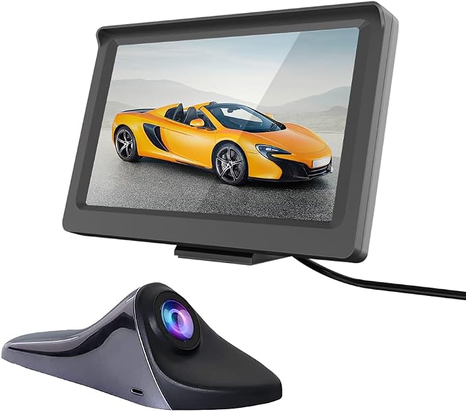 Side View Camera 5 inch HD Surveillance System, IP68 Waterproof Blind spot Camera with HD LCD Screen Parking Assistance System, Black