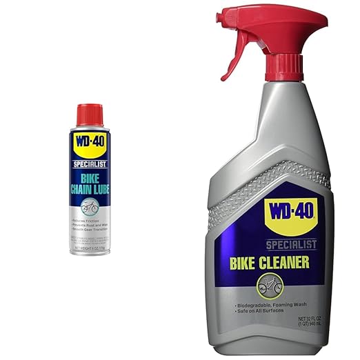 WD-40 Specialist Bike Chain Lube, 6 OZ and Bike Cleaner, 32oz Foaming Trigger