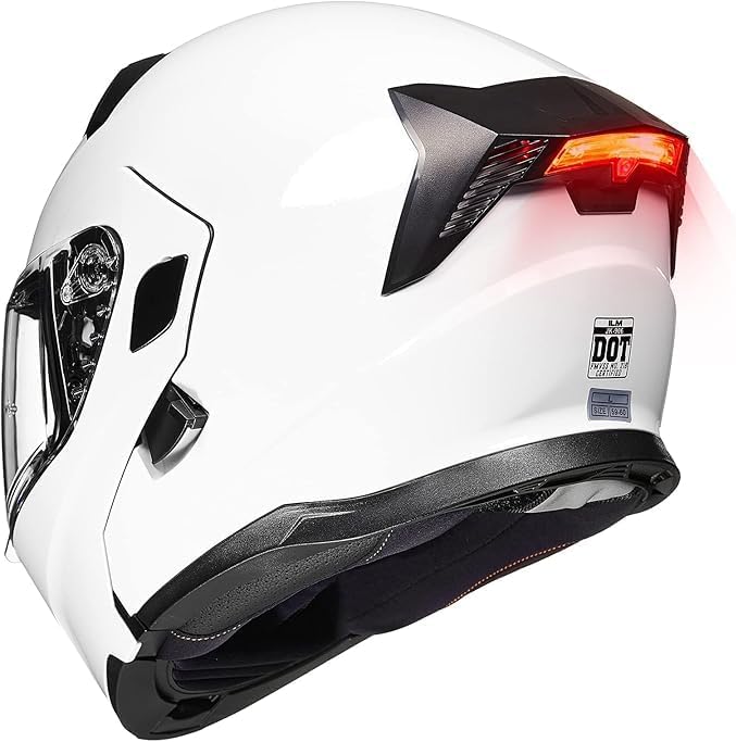 ILM Motorcycle Modular Full Face Helmet for Adult Flip up Dual Visor LED Tail Light Optional DOT
