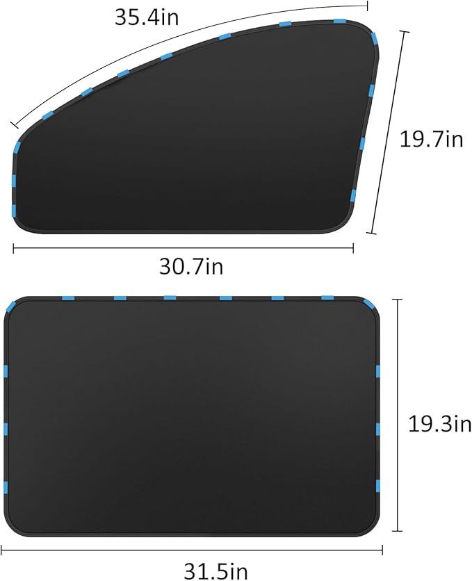 Car Curtains for Side Window - Suede 4 Pcs Privacy Sun Shades Magnetic 100% Block Light Car Window Covers with Cooler Feeling (4pcs)