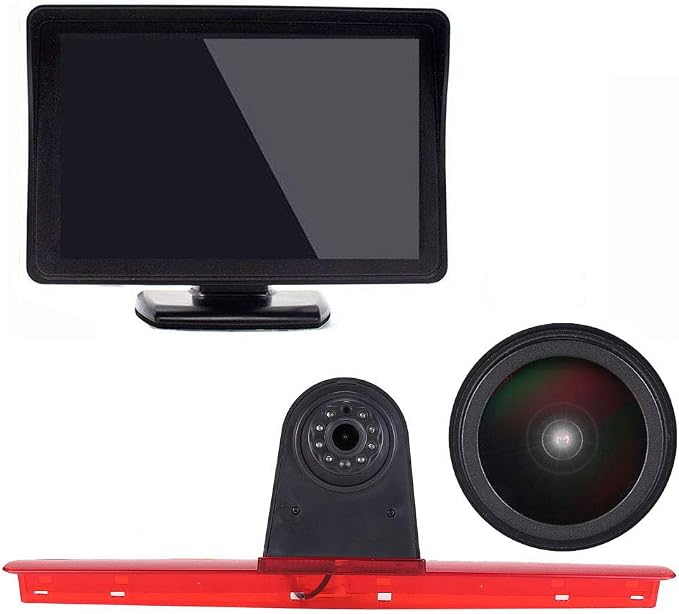 1280 * 720 Pixel Super HD Brake Light Backup Camera with 4.3 Inch LCD Monitor, Night Vision Reversing Camera Replacement for VW T5 Bus Transporter Multivan Caravelle Bussiness 2003-2015 Bj