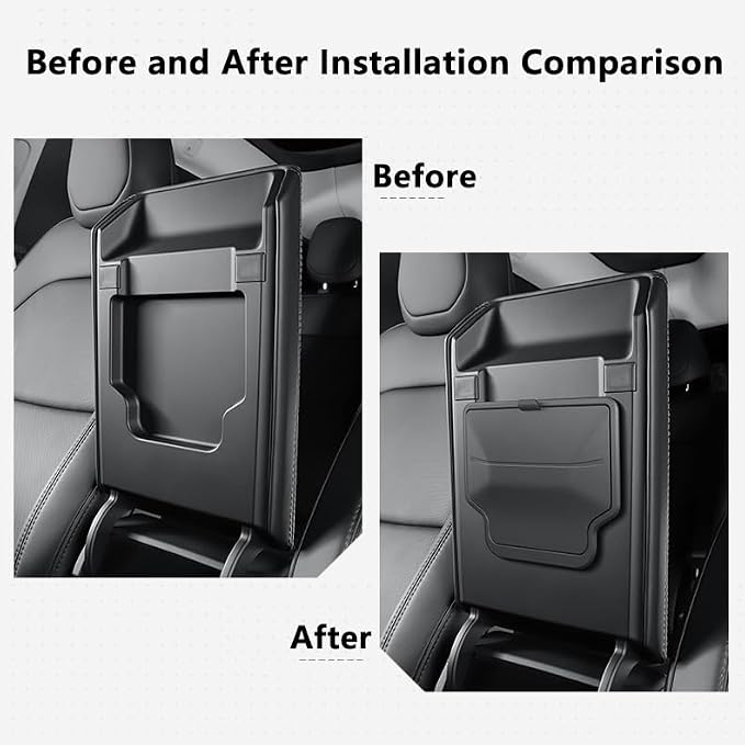 Jawjut Center Console Organizer for 2025 2026 Tesla Model Y Juniper – 3PCS Hidden Console & Armrest Organizer (Black)