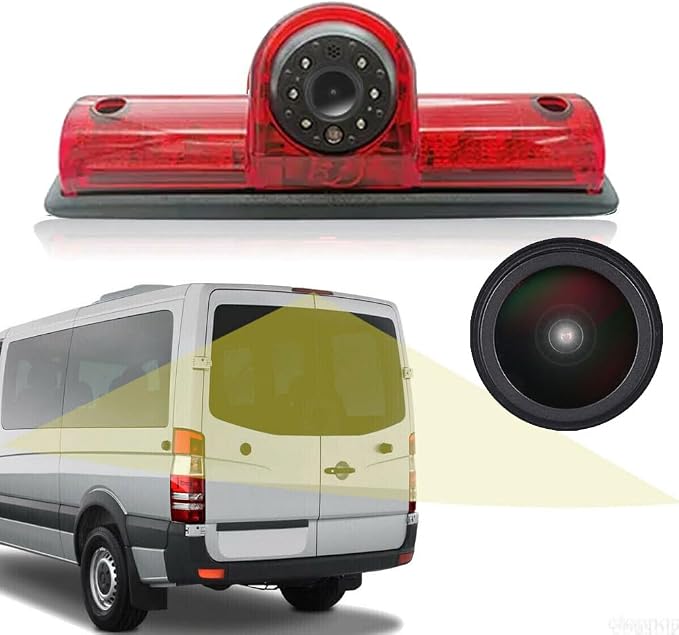 HD Brake Light Roof Rear View Reversing Backup Camera Parking Aids System with Angle Adjustable Compatible with Nissan NV1500/2500/3500 S SV SL Cargo Vans Transporter (Reversing Camera)