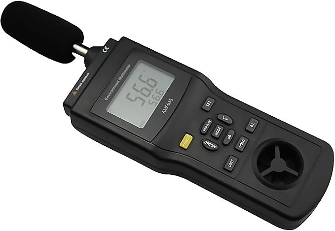 Multi-Functional Environmental Meter Anemometer Sound Level Air Flow Meter LUX Meter Luminometer Humidity Temperature Meter with Tripod