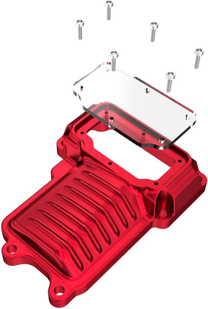 POWER JAMES Red Visible Aluminum Transmission Top Cover Compatible with Harley Davidson 2008-2017 Dyna, Softail,Touring Models with Twin Cam (Red)