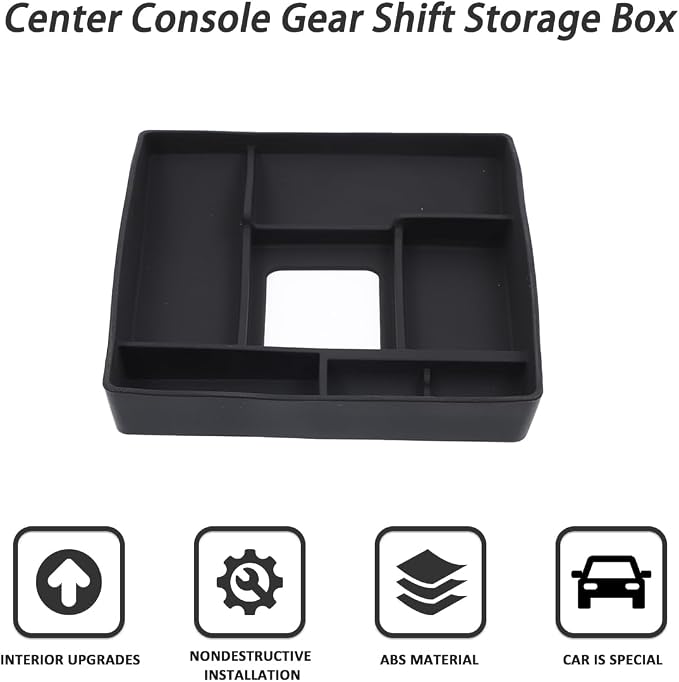 Black Rubber Car Center Console Gear Shift Storage Box Compatible with Land Rover Range Rover Evoque L551 2024-2025 Central Storage Box Phone Box,Gear Shift Organizer Tray Car Accessories