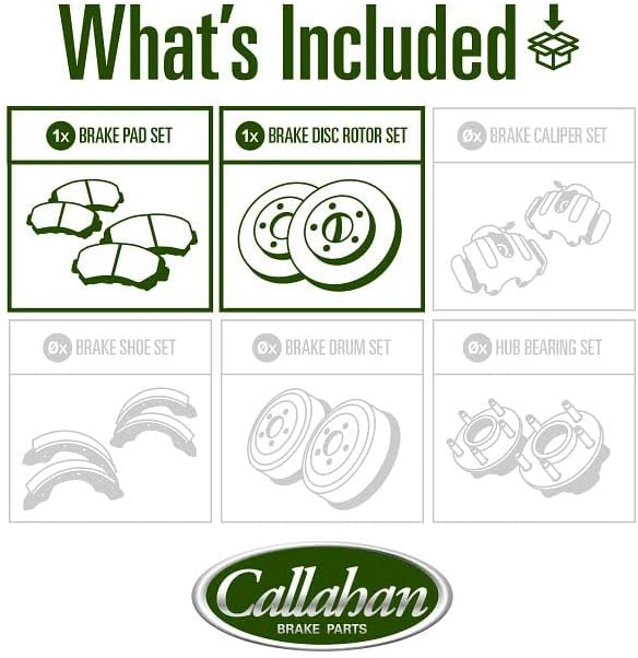Callahan Brake Parts Front Brake Kit For Dodge Dakota 2000-02 | Dodge Durango 2000-02 - Disc Rotors with Ceramic Brake Pads + Hardware, EBYK018863