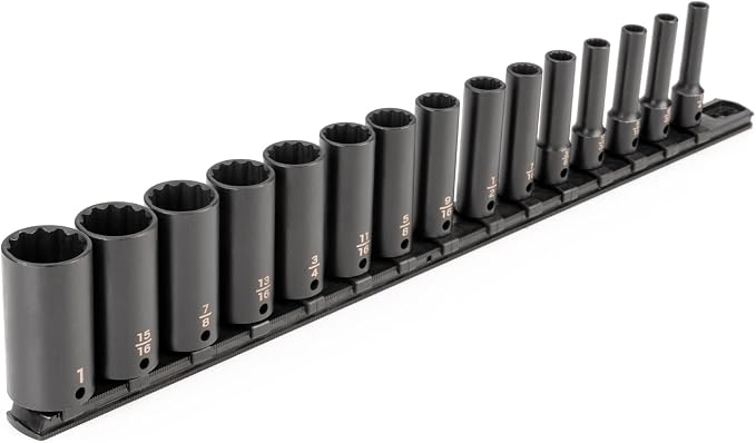 TEKTON 3/8 Inch Drive Impact Socket Set, 15-Piece | SID91113