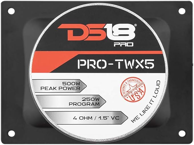 DS18 PRO-TWX5 Aluminum Super Bullet Tweeter 1.5" VC 500W Max, 250W RMS, 4 Ohms with Built in Crossover Tweeters are The Best in The Pro Audio and Voceteo Market (1 Speaker)