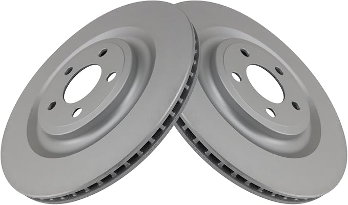 TRQ Rear Brake Rotor Set G Coated Vented Compatible with 2020-2023 Ford Explorer 2020-2023 Police Interceptor Utility 2020-2023 Lincoln Aviator 2024 Ford Mustang