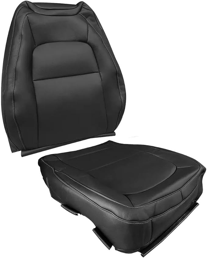 Driver Bottom & Top Lean Back Seat Cover, Jet Black Seat Cover Fits for Chevy Colorado LT GMC Canyon SLT 2015-2022